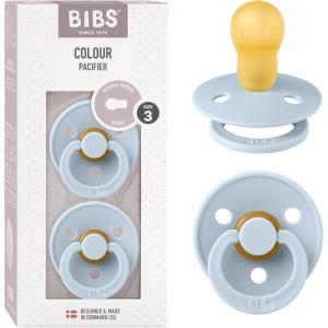 image:imageBibs Pacifiers Color Collection Set of 2 BPAFree Latex Pacifiers Made in Europe Round Nipple Baby PacifierBaby Blue