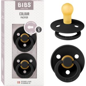 image:imageBibs Pacifiers Color Collection Set of 2 BPAFree Latex Pacifiers Made in Europe Round Nipple Baby PacifierBlack