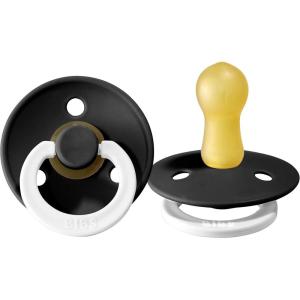 image:imageBibs Pacifiers Color Collection Set of 2 BPAFree Latex Pacifiers Made in Europe Round Nipple Baby PacifierBlack Night