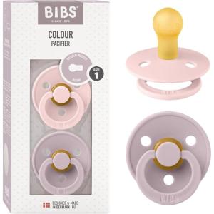 image:imageBibs Pacifiers Color Collection Set of 2 BPAFree Latex Pacifiers Made in Europe Round Nipple Baby PacifierBlossom  Dusky Lilac