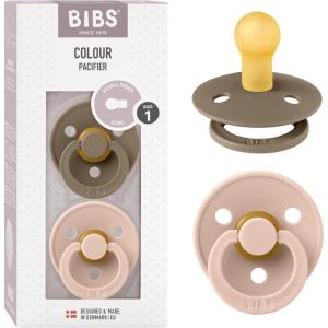 image:imageBibs Pacifiers Color Collection Set of 2 BPAFree Latex Pacifiers Made in Europe Round Nipple Baby PacifierBlush  Dark Oak