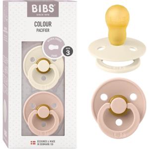 image:imageBibs Pacifiers Color Collection Set of 2 BPAFree Latex Pacifiers Made in Europe Round Nipple Baby PacifierBlush  Ivory