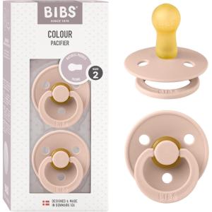 image:imageBibs Pacifiers Color Collection Set of 2 BPAFree Latex Pacifiers Made in Europe Round Nipple Baby PacifierBlush