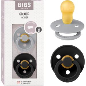image:imageBibs Pacifiers Color Collection Set of 2 BPAFree Latex Pacifiers Made in Europe Round Nipple Baby PacifierCloud  Black