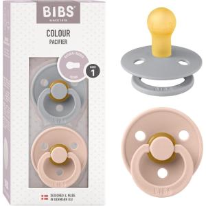 image:imageBibs Pacifiers Color Collection Set of 2 BPAFree Latex Pacifiers Made in Europe Round Nipple Baby PacifierCloud  Blush