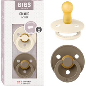 image:imageBibs Pacifiers Color Collection Set of 2 BPAFree Latex Pacifiers Made in Europe Round Nipple Baby PacifierDark Oak  Ivory