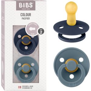 image:imageBibs Pacifiers Color Collection Set of 2 BPAFree Latex Pacifiers Made in Europe Round Nipple Baby PacifierDeep Space  Petrol