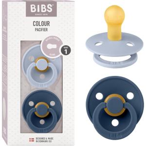 image:imageBibs Pacifiers Color Collection Set of 2 BPAFree Latex Pacifiers Made in Europe Round Nipple Baby PacifierDusty BlueSteel Blue