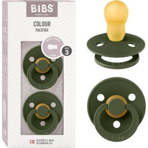 image:imageBibs Pacifiers Color Collection Set of 2 BPAFree Latex Pacifiers Made in Europe Round Nipple Baby PacifierHunter Green