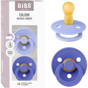 image:imageBibs Pacifiers Color Collection Set of 2 BPAFree Latex Pacifiers Made in Europe Round Nipple Baby PacifierHush  Grape