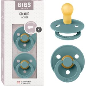 image:imageBibs Pacifiers Color Collection Set of 2 BPAFree Latex Pacifiers Made in Europe Round Nipple Baby PacifierIsland Sea