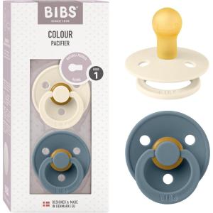 image:imageBibs Pacifiers Color Collection Set of 2 BPAFree Latex Pacifiers Made in Europe Round Nipple Baby PacifierIvory  Petrol