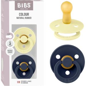 image:imageBibs Pacifiers Color Collection Set of 2 BPAFree Latex Pacifiers Made in Europe Round Nipple Baby PacifierLuna  Deep Space