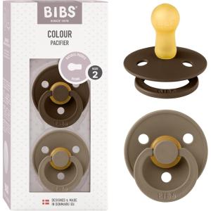 image:imageBibs Pacifiers Color Collection Set of 2 BPAFree Latex Pacifiers Made in Europe Round Nipple Baby PacifierMocha  Dark Oak