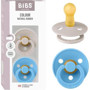 image:imageBibs Pacifiers Color Collection Set of 2 BPAFree Latex Pacifiers Made in Europe Round Nipple Baby PacifierMushroom  Breeze