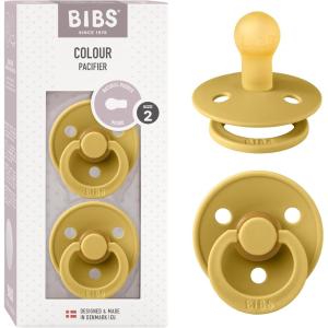 image:imageBibs Pacifiers Color Collection Set of 2 BPAFree Latex Pacifiers Made in Europe Round Nipple Baby PacifierMustard