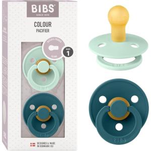 image:imageBibs Pacifiers Color Collection Set of 2 BPAFree Latex Pacifiers Made in Europe Round Nipple Baby PacifierNordic Mint  Forest Lake
