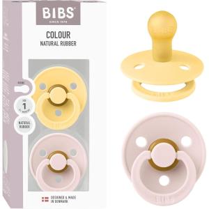 image:imageBibs Pacifiers Color Collection Set of 2 BPAFree Latex Pacifiers Made in Europe Round Nipple Baby PacifierPale Butter  Petal