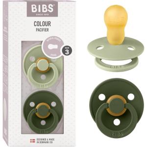 image:imageBibs Pacifiers Color Collection Set of 2 BPAFree Latex Pacifiers Made in Europe Round Nipple Baby PacifierSage  Hunter Green