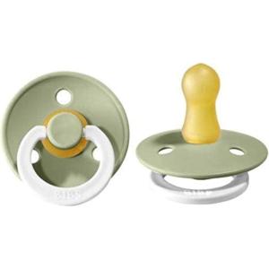 image:imageBibs Pacifiers Color Collection Set of 2 BPAFree Latex Pacifiers Made in Europe Round Nipple Baby PacifierSage Night