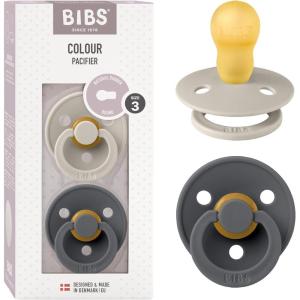 image:imageBibs Pacifiers Color Collection Set of 2 BPAFree Latex Pacifiers Made in Europe Round Nipple Baby PacifierSand  Iron