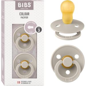 image:imageBibs Pacifiers Color Collection Set of 2 BPAFree Latex Pacifiers Made in Europe Round Nipple Baby PacifierSand