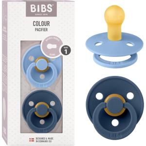 image:imageBibs Pacifiers Color Collection Set of 2 BPAFree Latex Pacifiers Made in Europe Round Nipple Baby PacifierSky Blue  Steel Blue