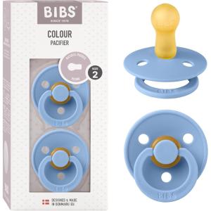 image:imageBibs Pacifiers Color Collection Set of 2 BPAFree Latex Pacifiers Made in Europe Round Nipple Baby PacifierSky Blue