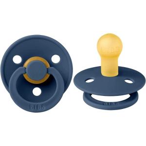 image:imageBibs Pacifiers Color Collection Set of 2 BPAFree Latex Pacifiers Made in Europe Round Nipple Baby PacifierSteel Blue