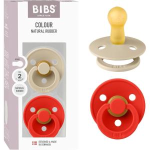 image:imageBibs Pacifiers Color Collection Set of 2 BPAFree Latex Pacifiers Made in Europe Round Nipple Baby PacifierVanilla  Candy Apple