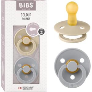image:imageBibs Pacifiers Color Collection Set of 2 BPAFree Latex Pacifiers Made in Europe Round Nipple Baby PacifierVanilla  Cloud