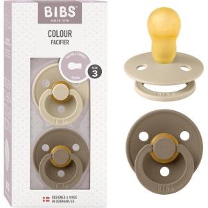 image:imageBibs Pacifiers Color Collection Set of 2 BPAFree Latex Pacifiers Made in Europe Round Nipple Baby PacifierVanilla  Dark Oak