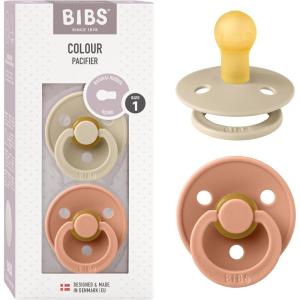 image:imageBibs Pacifiers Color Collection Set of 2 BPAFree Latex Pacifiers Made in Europe Round Nipple Baby PacifierVanilla  Peach