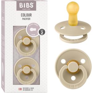 image:imageBibs Pacifiers Color Collection Set of 2 BPAFree Latex Pacifiers Made in Europe Round Nipple Baby PacifierVanilla