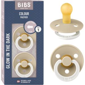 image:imageBibs Pacifiers Color Collection Set of 2 BPAFree Latex Pacifiers Made in Europe Round Nipple Baby PacifierVanilla Night