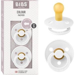 image:imageBibs Pacifiers Color Collection Set of 2 BPAFree Latex Pacifiers Made in Europe Round Nipple Baby PacifierWhite
