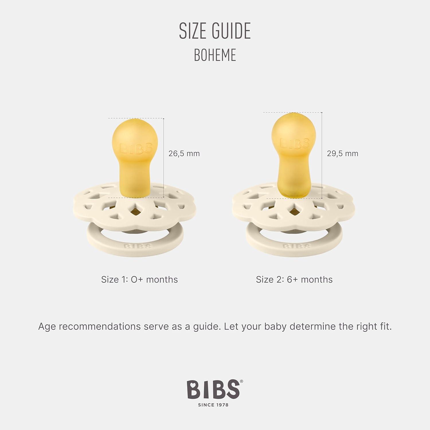 image:imageBIBS Boheme Rubber Pacifier Set for 618 Months BPAFree Round Latex Nipple Soothers Toddler Teat Set Made in Denmark 4Pack Dusty LilacDusty Lilac