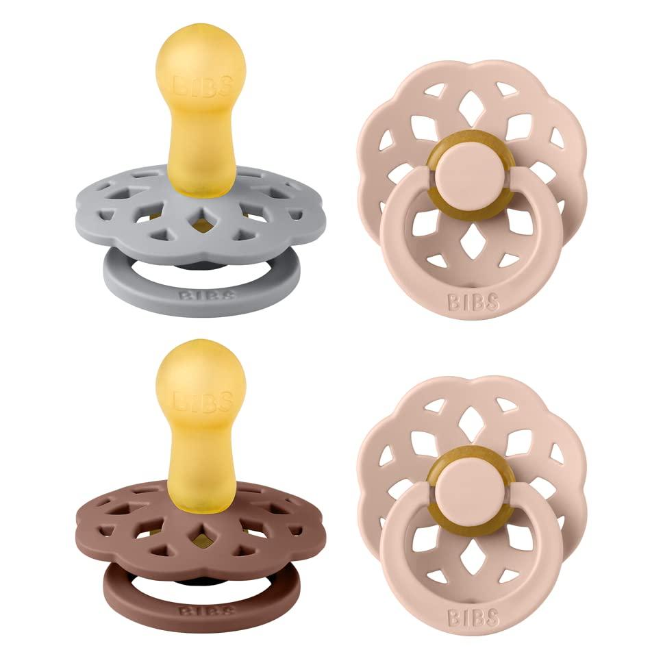 image:imageBIBS Boheme Soother 4Pack BPA Free Dummy Pacifier Round Nipple Natural Rubber Latex Made in Denmark Size 06 Months Blossom MixWoodchuck Mix