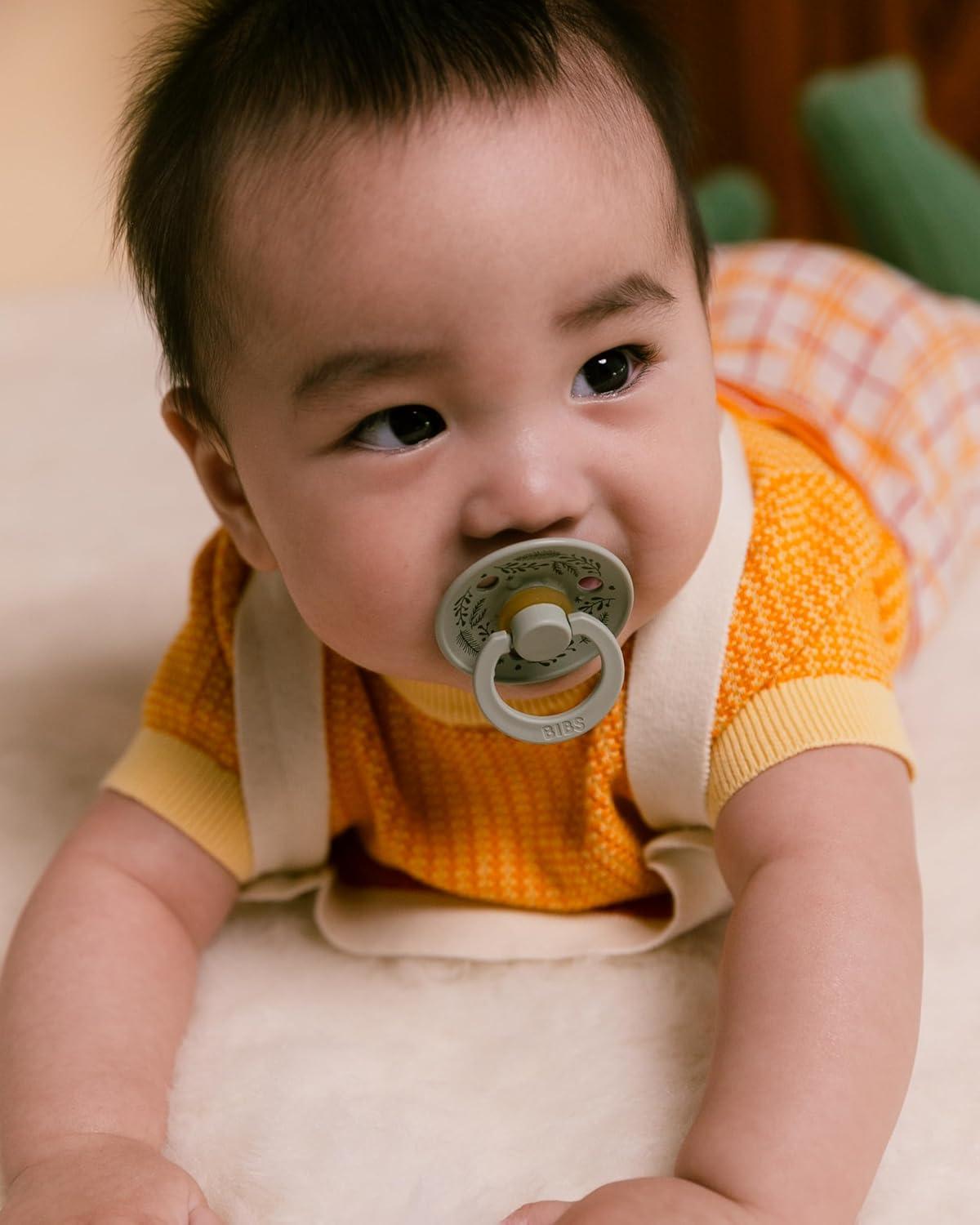 image:imageBIBS Colour Holiday Pacifier 2Pack BPA Free Pacifier Round Nipple Natural Rubber Latex Made in Denmark Size 1 06 Months SageHunter Green