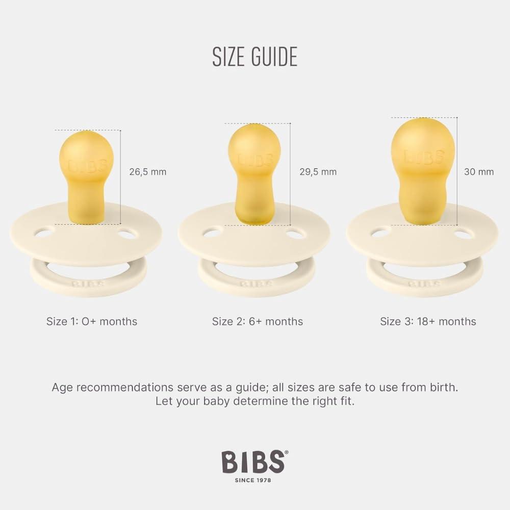 image:imageBIBS Colour Holiday Pacifier 2Pack BPA Free Pacifier Round Nipple Natural Rubber Latex Made in Denmark Size 2 618 Months IvoryPlum