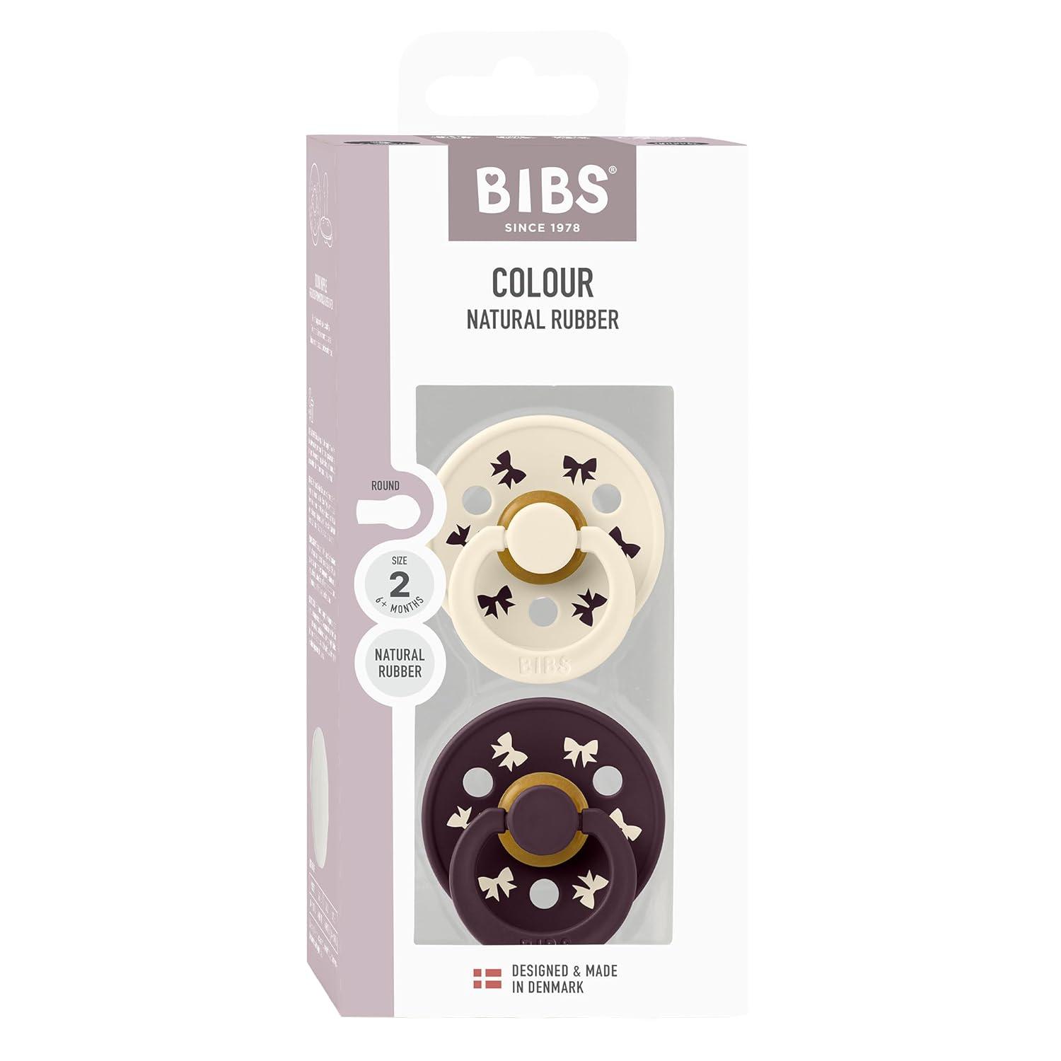 image:imageBIBS Colour Holiday Pacifier 2Pack BPA Free Pacifier Round Nipple Natural Rubber Latex Made in Denmark Size 2 618 Months IvoryPlum