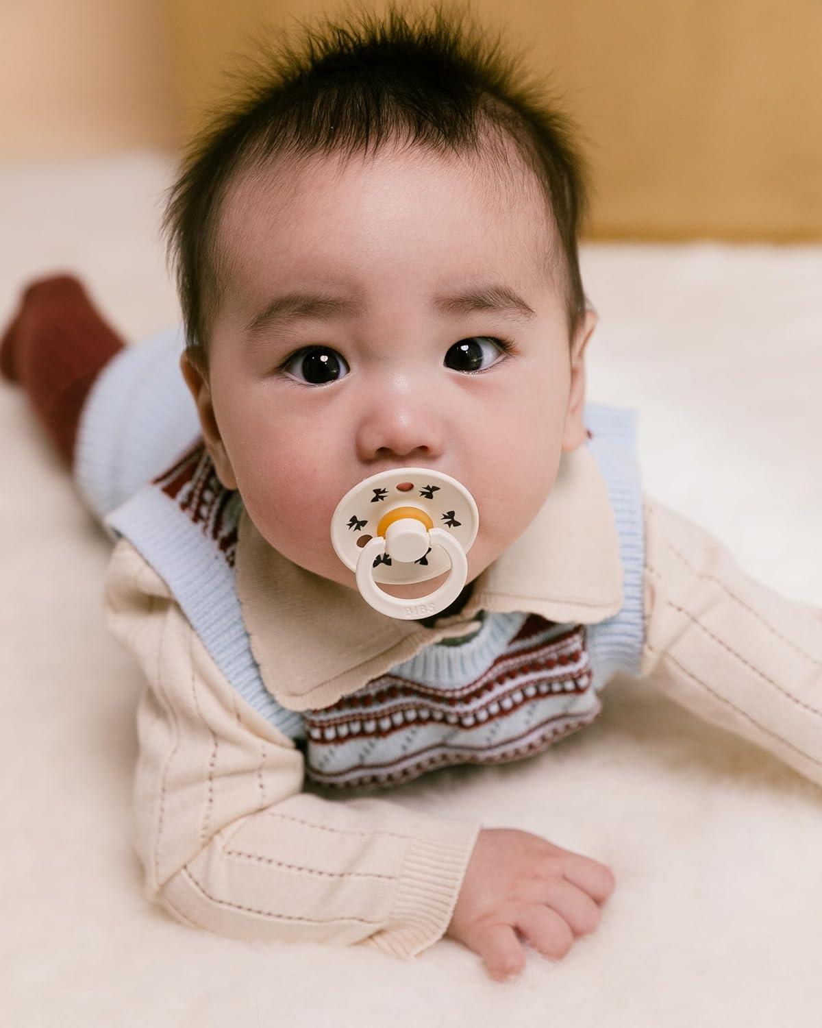 image:imageBIBS Colour Holiday Pacifier 2Pack BPA Free Pacifier Round Nipple Natural Rubber Latex Made in Denmark Size 2 618 Months IvoryPlum