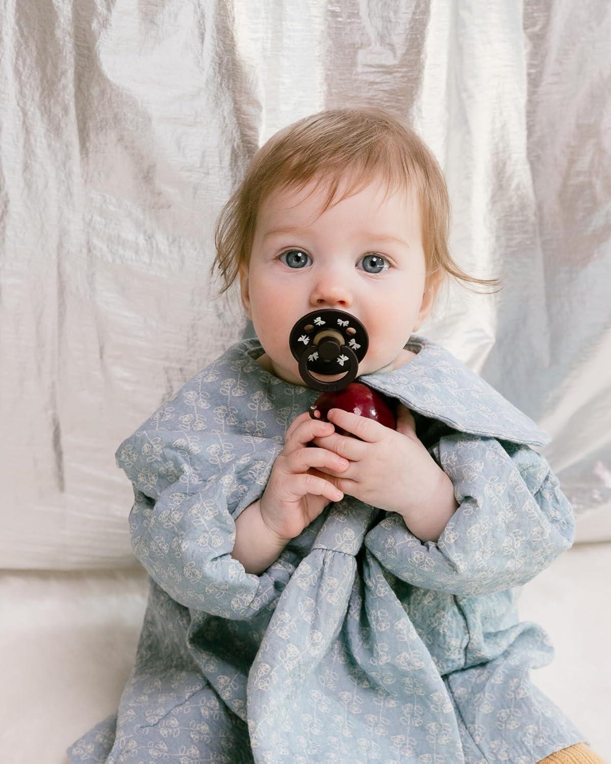 image:imageBIBS Colour Holiday Pacifier 2Pack BPA Free Pacifier Round Nipple Natural Rubber Latex Made in Denmark Size 2 618 Months IvoryPlum