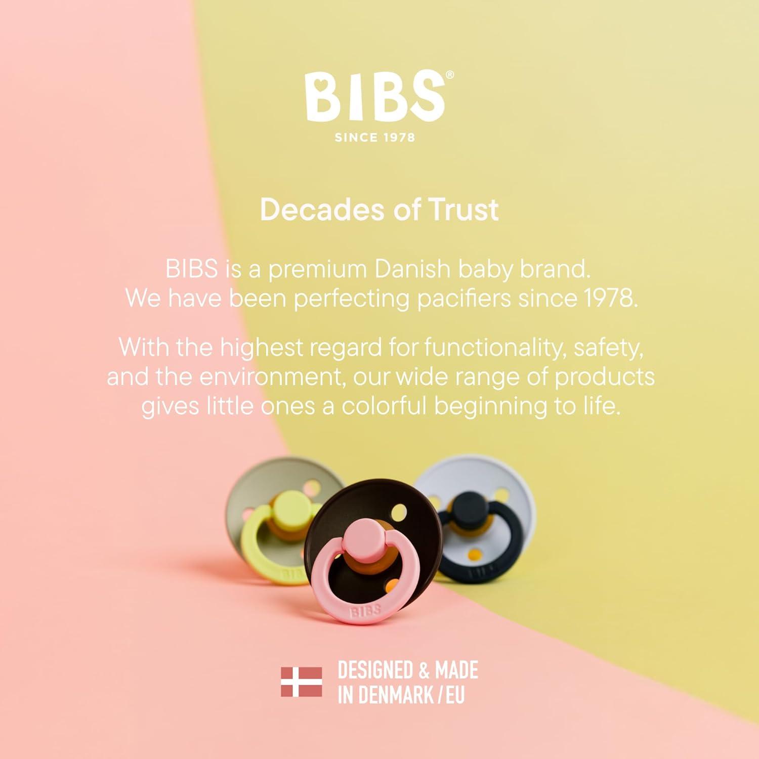 image:imageBIBS Colour Studio Pacifier 2Pack BPA Free Round Nipple Natural Rubber Latex Made in Denmark Size 1 06 Months Dusky LilacPlumBaby Blue Petrol