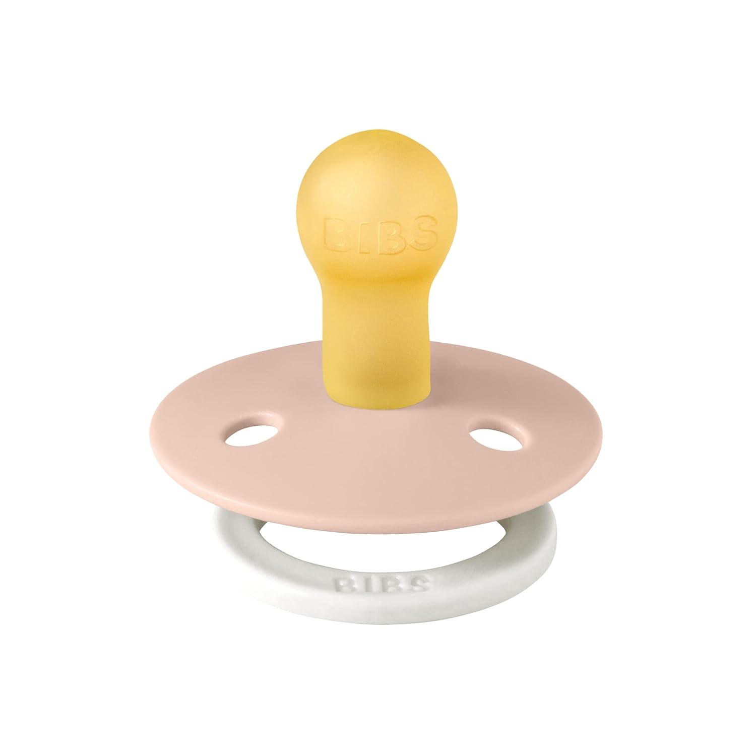 image:imageBIBS Pacifiers Natural Rubber Baby Pacifier Set of 2 BPAFree Soothers Made in Denmark Blush Glow Size 06 Months