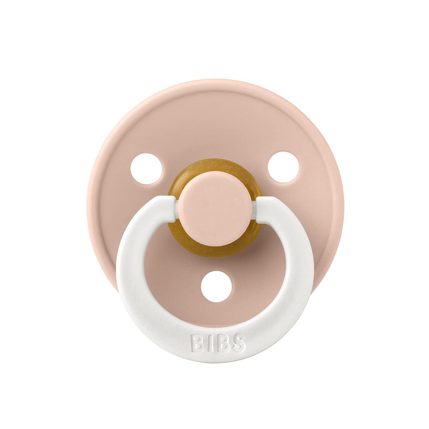 image:imageBIBS Pacifiers Natural Rubber Baby Pacifier Set of 2 BPAFree Soothers Made in Denmark Blush Glow Size 06 Months