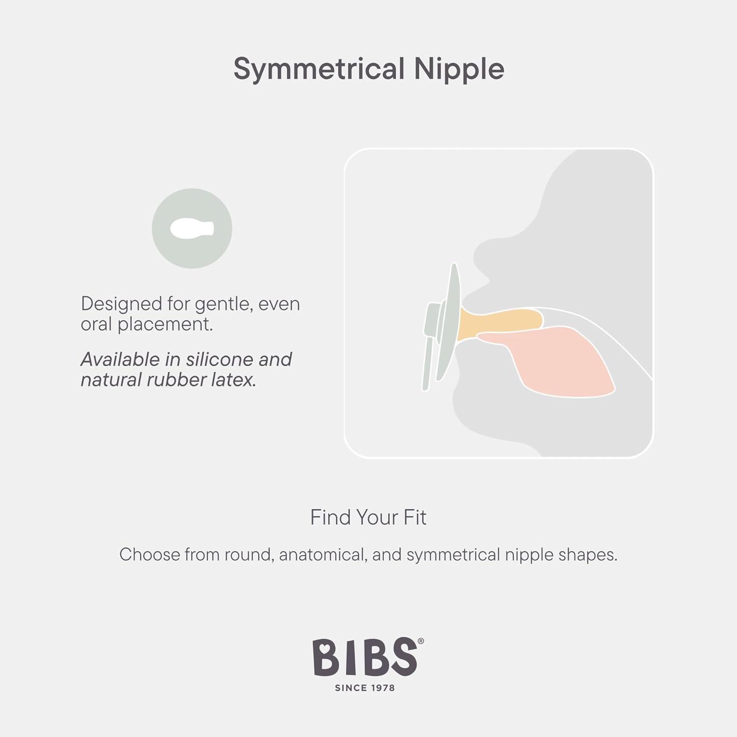 image:imageBIBS Pacifiers Set of 2 Colour Pacifier with Symmetrical Nipple BPAFree Natural Rubber Made in Denmark IvoryBlush 618 MonthsSageHunter Green