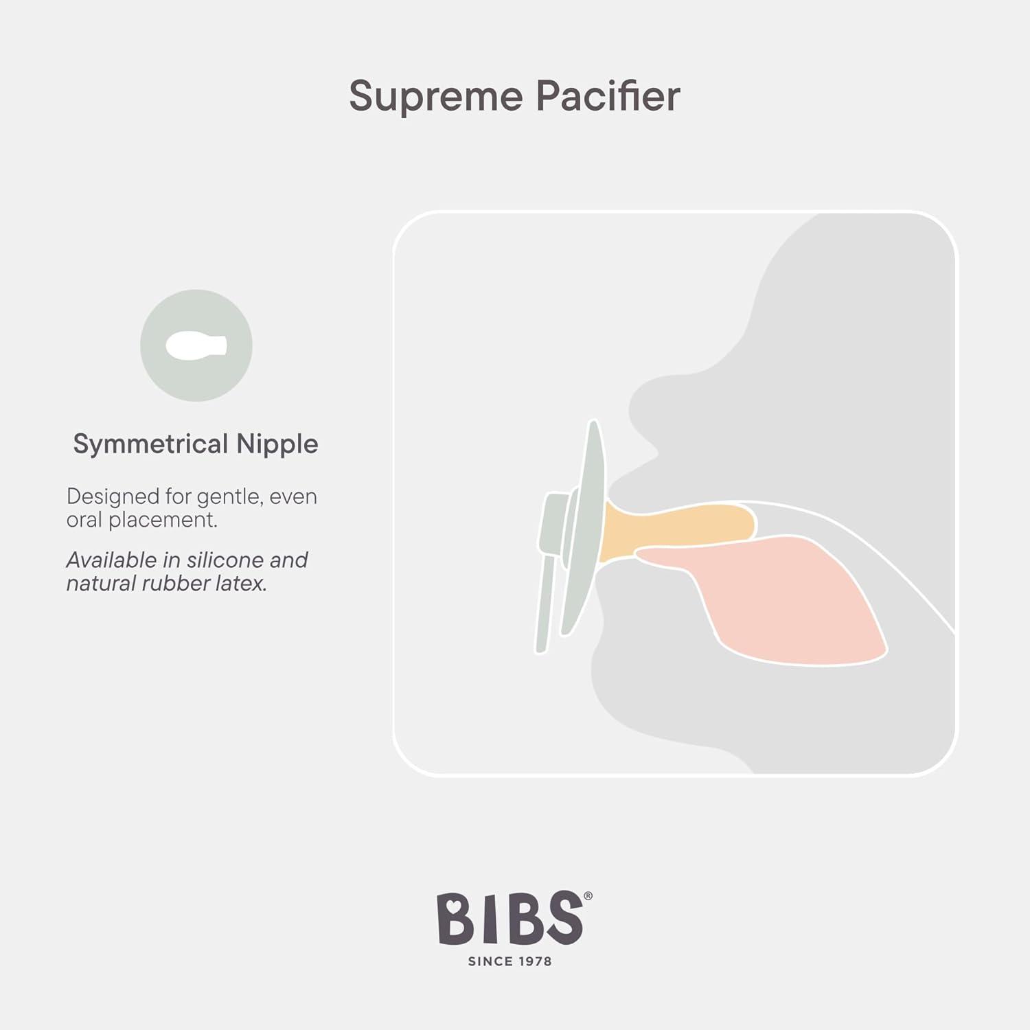 image:imageBIBS Pacifiers Supreme Collection BPAFree Baby Pacifier Made in Denmark Set of 2 IvorySage Color Premium Soothers Size 06 Months