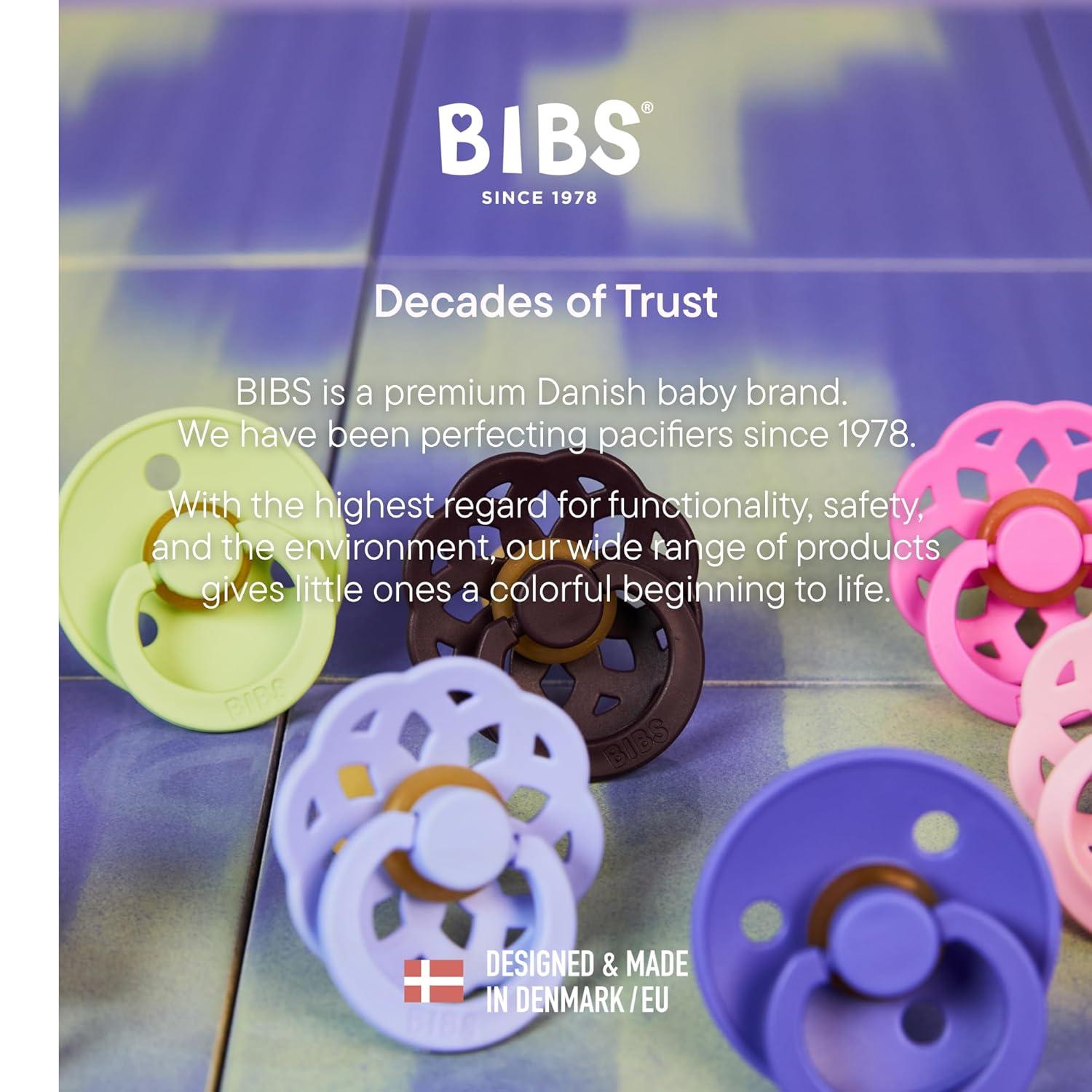 image:imageBIBS Pacifiers 618 Months Colour Collection 2Pack BPAFree Anatomical Natural Rubber Nipple Made in Denmark Island SeaForest Lake Color PacifierVanilla Candy Apple