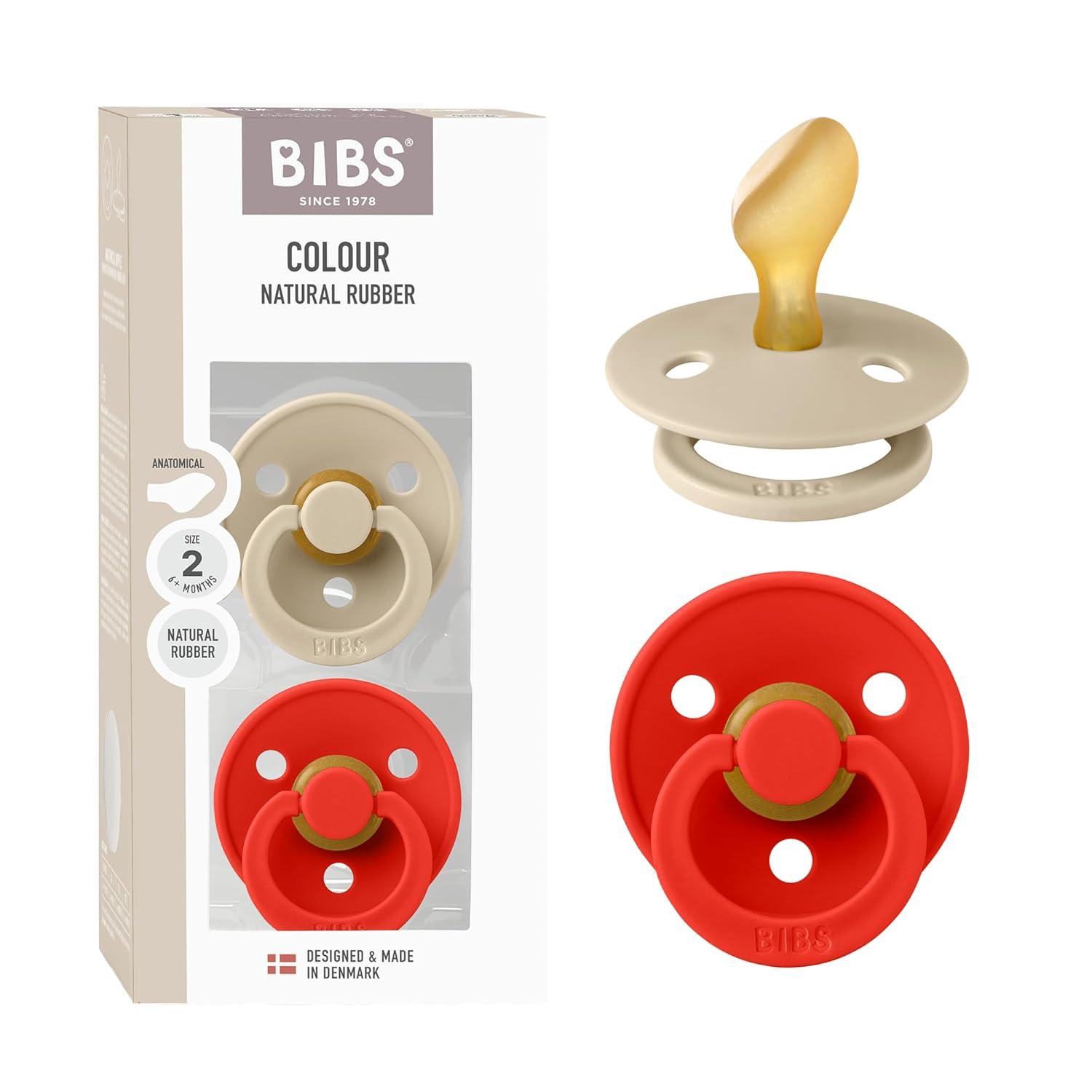 image:imageBIBS Pacifiers 618 Months Colour Collection 2Pack BPAFree Anatomical Natural Rubber Nipple Made in Denmark Island SeaForest Lake Color PacifierVanilla Candy Apple